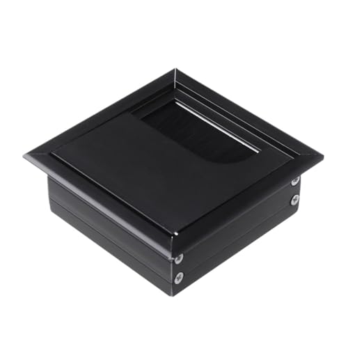 MTADSBKFP Kunststoff-Kabelverschraubungen für Schreibtische, Aluminiumlegierung mit schwarzer Bürsten-Schreibtisch-Kabellochabdeckung(Black 80x80mm) von MTADSBKFP