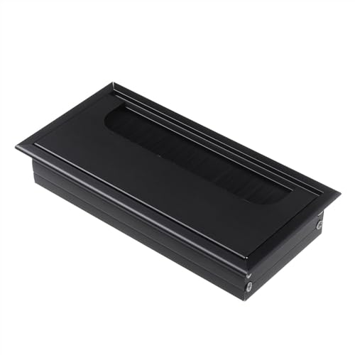 MTADSBKFP Kunststoff-Kabelverschraubungen für Schreibtische, Steckdose mit schwarzer Bürste for Schreibtisch und Tisch, Kabeldurchführung(Black,80x80mm) von MTADSBKFP