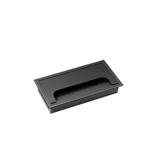 MTADSBKFP Kunststoff-Kabelverschraubungen für Schreibtische, Tisch-Threading-Box aus Aluminiumlegierung, 80 mm, mit Bürsten-Kabel-Threading-Box(Black 80x160mm) von MTADSBKFP