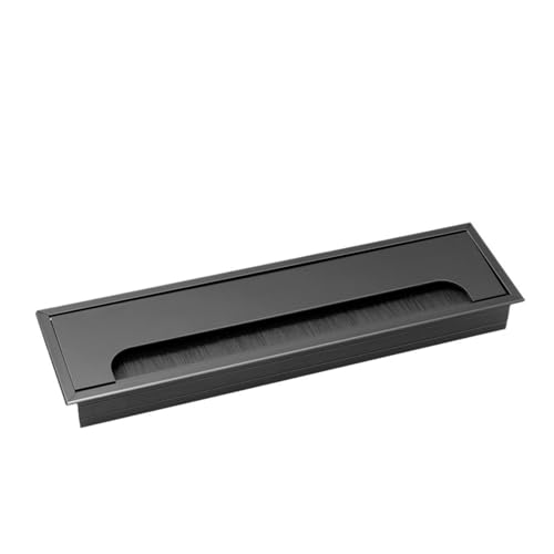 MTADSBKFP Kunststoff-Kabelverschraubungen für Schreibtische, Tisch-Threading-Box aus Aluminiumlegierung, 80 mm, mit Bürsten-Kabel-Threading-Box(Black 80x280mm) von MTADSBKFP