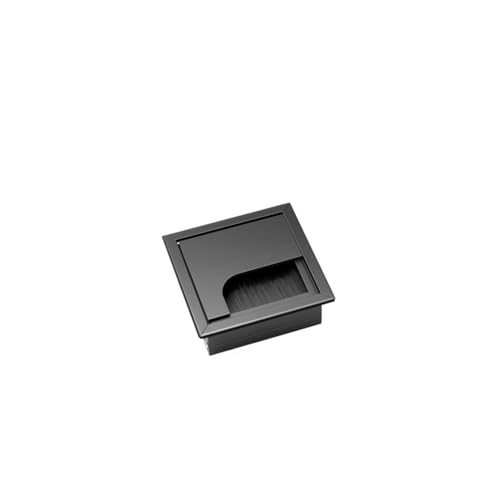 MTADSBKFP Kunststoff-Kabelverschraubungen für Schreibtische, Tisch-Threading-Box aus Aluminiumlegierung, 80 mm, mit Bürsten-Kabel-Threading-Box(Black 80x80mm) von MTADSBKFP