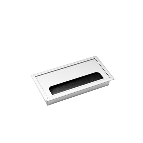 MTADSBKFP Kunststoff-Kabelverschraubungen für Schreibtische, Tisch-Threading-Box aus Aluminiumlegierung, 80 mm, mit Bürsten-Kabel-Threading-Box(Silver 80x160mm) von MTADSBKFP
