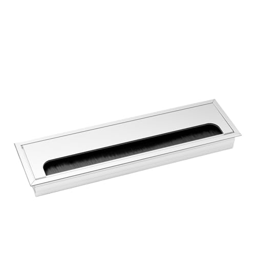 MTADSBKFP Kunststoff-Kabelverschraubungen für Schreibtische, Tisch-Threading-Box aus Aluminiumlegierung, 80 mm, mit Bürsten-Kabel-Threading-Box(Silver 80x280mm) von MTADSBKFP