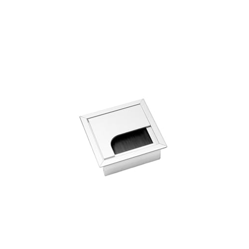 MTADSBKFP Kunststoff-Kabelverschraubungen für Schreibtische, Tisch-Threading-Box aus Aluminiumlegierung, 80 mm, mit Bürsten-Kabel-Threading-Box(Silver 80x80mm) von MTADSBKFP