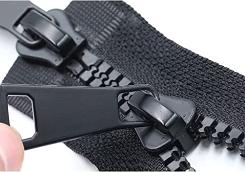 MTADSBKFP Plastic Resin One Way 2-Way Zip, Robuste, klobige Reißverschlüsse mit offenem Ende, Reißverschlüsse, Spiralreißverschlüsse, Nahttrenner, Nähwerkzeuge/Schwarz/90 cm(Bianco,120Cm) von MTADSBKFP