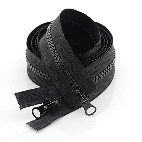 Plastic Resin One Way 2-Way Zip, Spiralreißverschlüsse, durchgehende Reißverschlussschieber, 8# Harz-Doppelschieber-Reißverschluss, offenes Auto-Lock-Zelt/schwarzer Doppelschieber/150 cm(200Cm) von MTADSBKFP