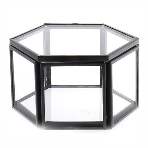 MTJYQYF Vintage-Glas-Schmuckschatulle, sechseckig, zur Aufbewahrung von Ohrringen, Schmuck, kreativer Eheringhalter für Antrag, Verlobung, U2-GRB001, Schwarz MTJYQYF Vintage-Glas-Schmuckschatulle, sechseckig, zur Aufbewahrung von Ohrringen, Schmuck, kreativer Eheringhalter für Antrag, Verlobung, U2-GRB001, Schwarz von MTJYQYF