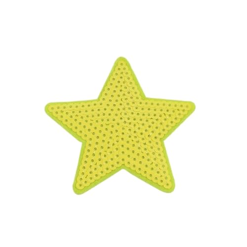 MTKSFDC Bügelflicken 10 Stück große Pailletten-Stern-Aufnäher, Stickerei, glitzernde Stoff-Applikationen, DIY, Patchwork, Basteln, Nähen, Jeans, Mäntel, Abzeichen, Anzüge(Yellow) von MTKSFDC
