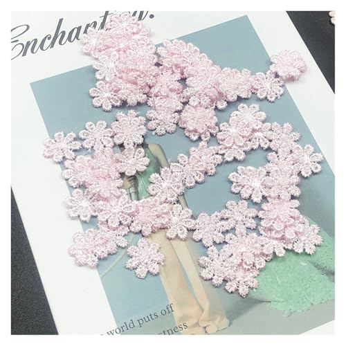 MTKSFDC Bügelflicken 100 Stück Mini handgefertigte Stoff-Blumen-Applikationen, Aufnäher for Hochzeitsdekoration, Basteln, Nähzubehör, 1,3 cm(Slight pink) von MTKSFDC