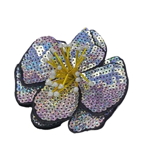 MTKSFDC Bügelflicken 11 cm Zwei Schichten Bunte Pailletten Aufkleber Blumen Patch Nähen auf Kleidung Dekoration Designer Applikation(Color 11) von MTKSFDC