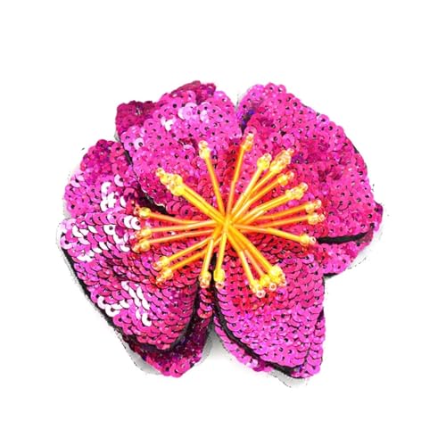 MTKSFDC Bügelflicken 11 cm Zwei Schichten Bunte Pailletten Aufkleber Blumen Patch Nähen auf Kleidung Dekoration Designer Applikation(Color 7) von MTKSFDC