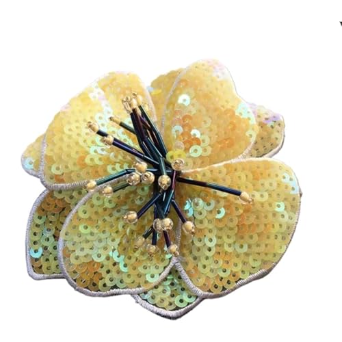 MTKSFDC Bügelflicken 11 cm Zwei Schichten Bunte Pailletten Aufkleber Blumen Patch Nähen auf Kleidung Dekoration Designer Applikation(Color 9) von MTKSFDC