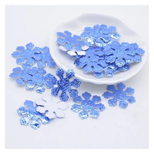 MTKSFDC Bügelflicken 120 Stück glitzernde Silberne Schneeflocken-Stoffapplikationen for Aufnähen, Weihnachtsdekoration, Zubehör, Kleidung, Tasche, Hut, DIY-Aufnäher(Blue) von MTKSFDC