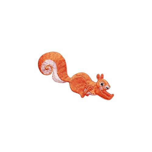 MTKSFDC Bügelflicken 2 Stück bestickte süße Eichhörnchen-Aufnäher, Kappen, Taschen, DIY-Applikation, Stickerei, Parches, for Aufbügeln for Kleidung(Type A) von MTKSFDC