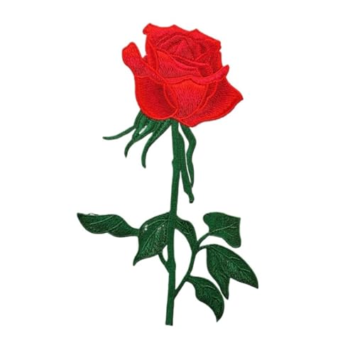 MTKSFDC Bügelflicken Große weiche Rosenblüten-Aufkleber for Aufnähen for Kleidung, Dekoration, Stickerei, Blumenaufnäher for Kostümkleidung, DIY(Small Red) von MTKSFDC