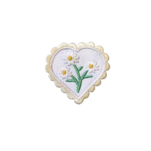 MTKSFDC Bügelflicken Selbstklebende, bestickte, niedliche Blumen-Herz-Aufnäher for Mädchen, Rucksäcke, Schuhe, Hüte, Scrapbooking, Dekoration, DIY-Nähzubehör(Patch 2) von MTKSFDC