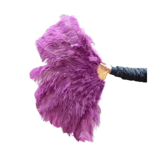 MTKSFDC Feder TanzfäCher 1/2 STK Bunter Federfächer Plus Federfächer 13 Knochen Faltbarer Fächer Bühnenauftritt Zubehör(44 Reddish Purple,130CM 2PCS) von MTKSFDC