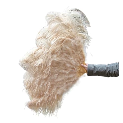 MTKSFDC Feder TanzfäCher 1/2 STK Bunter Federfächer Plus Federfächer 13 Knochen Faltbarer Fächer Bühnenauftritt Zubehör(47 Drak Khaki,130CM 1PCS) von MTKSFDC