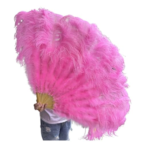 MTKSFDC Feder TanzfäCher 1/2 STK Bunter Federfächer Plus Federfächer 13 Knochen Faltbarer Fächer Bühnenauftritt Zubehör(Dark Pink,100CM 1PCS) von MTKSFDC