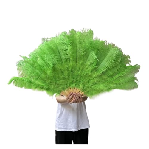 MTKSFDC Feder TanzfäCher 1/2 STK Bunter Federfächer Plus Federfächer 13 Knochen Faltbarer Fächer Bühnenauftritt Zubehör(Green,130CM 2PCS) von MTKSFDC