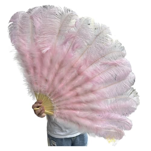 MTKSFDC Feder TanzfäCher 1/2 STK Bunter Federfächer Plus Federfächer 13 Knochen Faltbarer Fächer Bühnenauftritt Zubehör(Light Pink,130CM 2PCS) von MTKSFDC