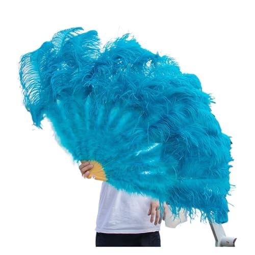 MTKSFDC Feder TanzfäCher 1/2 stücke Natürliche Feder Fans 100/130Cm Faltbare Hand Gehalten Plume Fan Schmücken Halloween Party Bauchtanz Feder Fan(Sky Blue,Small Fan 2pc) von MTKSFDC