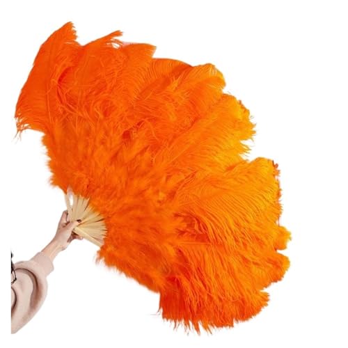 MTKSFDC Feder TanzfäCher 100CM Feder Fan Schmücken Halloween Hochzeit Party Bühne Dekoration Bauchtanz Fan DIY Plumas Fan Bars Bunte(Orange,2 Pcs) von MTKSFDC