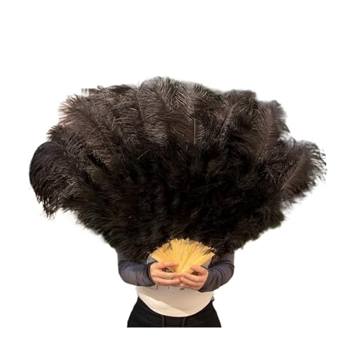 MTKSFDC Feder TanzfäCher 13 Fächer aus Naturfedern aus Knochen, Handfächer, faltbar, 100 cm lang, for Damen, Performance, Tanzparty, Karneval, Show-Requisiten(Deep Purple,2 Piece) von MTKSFDC