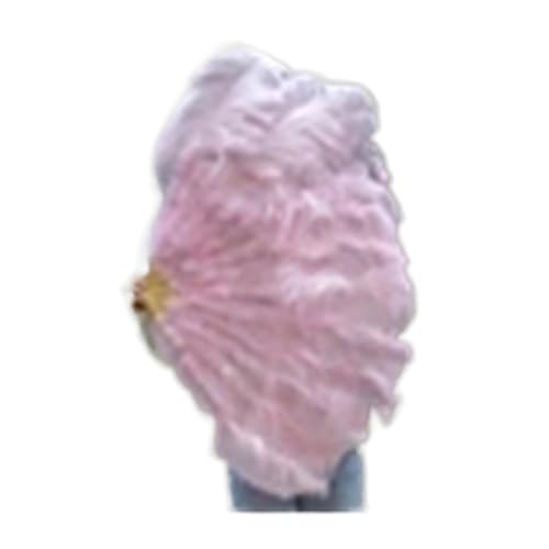 MTKSFDC Feder TanzfäCher 13 Fächer aus Naturfedern aus Knochen, Handfächer, faltbar, 100 cm lang, for Damen, Performance, Tanzparty, Karneval, Show-Requisiten(Light Purple,2 Piece) von MTKSFDC