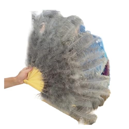 MTKSFDC Feder TanzfäCher 13 Fächer aus blauen Federn in Bone Lake-Optik for DIY-Tanzshows, Halloween-Partys, Hochzeiten, Requisiten, Handfächer mit Flauschigen Federn(Black,Smal Big Fan 2pcs) von MTKSFDC