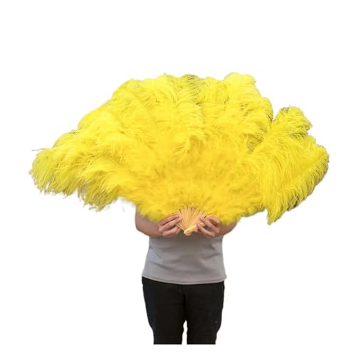 MTKSFDC Feder TanzfäCher 13 Fächer aus blauen Federn in Bone Lake-Optik for DIY-Tanzshows, Halloween-Partys, Hochzeiten, Requisiten, Handfächer mit Flauschigen Federn(Coffee,Small 100cm 1pcs) von MTKSFDC