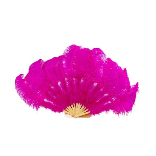 MTKSFDC Feder TanzfäCher 13 Fächer aus blauen Federn in Bone Lake-Optik for DIY-Tanzshows, Halloween-Partys, Hochzeiten, Requisiten, Handfächer mit Flauschigen Federn(Golden,Smal Big Fan 2pcs) von MTKSFDC