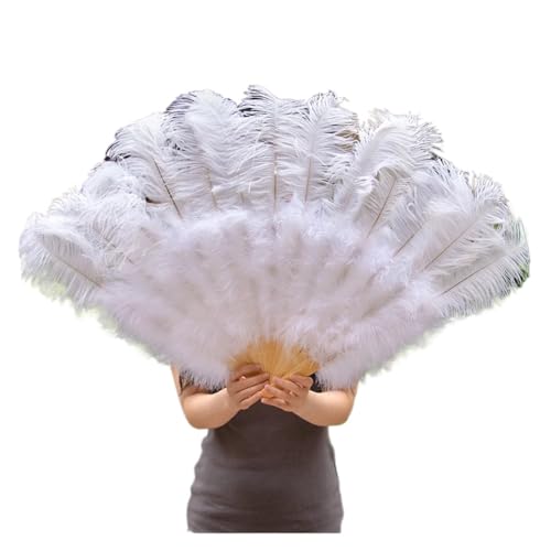 MTKSFDC Feder TanzfäCher 13 Fächer aus blauen Federn in Bone Lake-Optik for DIY-Tanzshows, Halloween-Partys, Hochzeiten, Requisiten, Handfächer mit Flauschigen Federn(Pink,Small 100cm 2pcs) von MTKSFDC