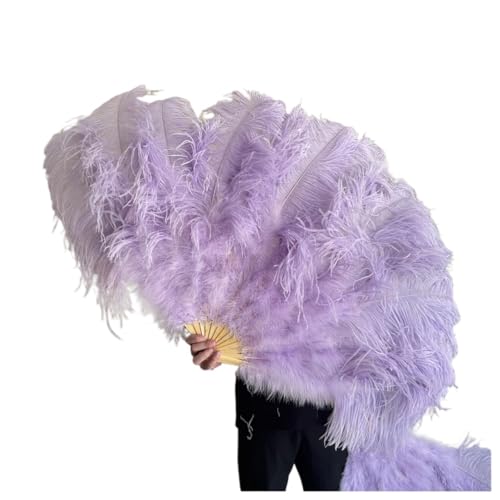 MTKSFDC Feder TanzfäCher 130CM/100CM Weißer großer Federfächer Flauschiger 13 Knochen Handheld for Karneval Tanz Bühnenauftritt & DIY Handwerk(21 Light Purple,Small Fan 1PCS) von MTKSFDC