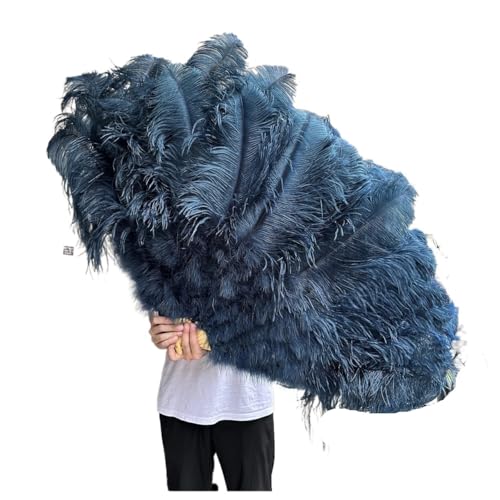MTKSFDC Feder TanzfäCher 130CM/100CM Weißer großer Federfächer Flauschiger 13 Knochen Handheld for Karneval Tanz Bühnenauftritt & DIY Handwerk(26 Blue,Big Fan 1PCS) von MTKSFDC