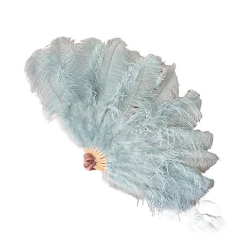 MTKSFDC Feder TanzfäCher 130CM/100CM Weißer großer Federfächer Flauschiger 13 Knochen Handheld for Karneval Tanz Bühnenauftritt & DIY Handwerk(27 Light Blue,Small Fan 1Pair(Two)) von MTKSFDC
