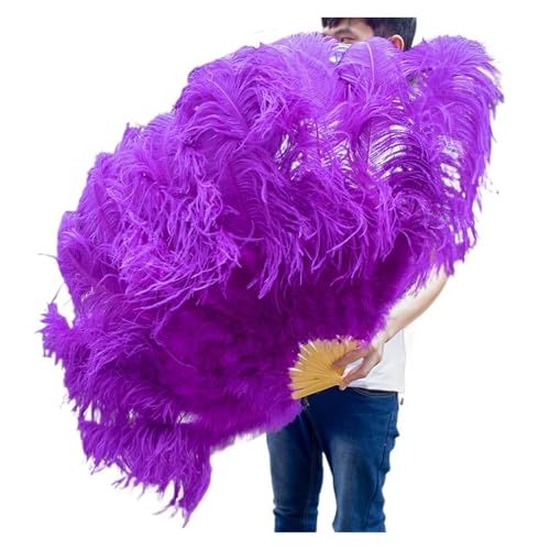 MTKSFDC Feder TanzfäCher 2 STÜCKE Natürliche Handfederfächer for Bühnenauftritte Tänzer Show Party Bühne Karneval Requisiten Federn Handfächer(Deep Purple,100CM A Pair (2pcs)) von MTKSFDC