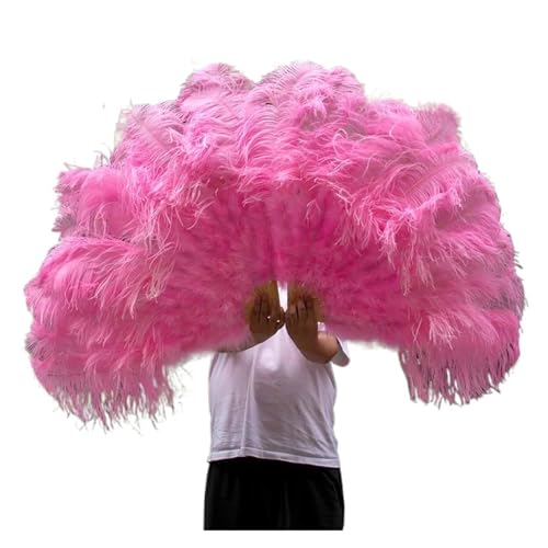 MTKSFDC Feder TanzfäCher 2 STÜCKE Natürliche Handfederfächer for Bühnenauftritte Tänzer Show Party Bühne Karneval Requisiten Federn Handfächer(Deep pink,100CM A Pair (2pcs)) von MTKSFDC
