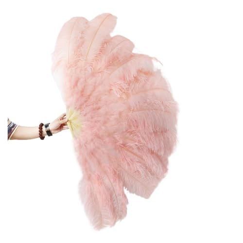MTKSFDC Feder TanzfäCher 2 STÜCKE Natürliche Handfederfächer for Bühnenauftritte Tänzer Show Party Bühne Karneval Requisiten Federn Handfächer(Powder pink,130CM A Pair (2pcs)) von MTKSFDC