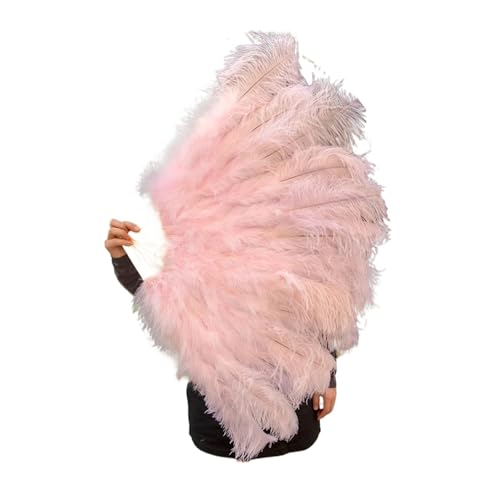 MTKSFDC Feder TanzfäCher Federfächer, faltbar, Handdekoration, Federfächer, Performance-Fächer, Party-Requisiten, Bühnenshow-Requisiten, 100 cm, 130 cm(Light pink,100CM 2PCS) von MTKSFDC