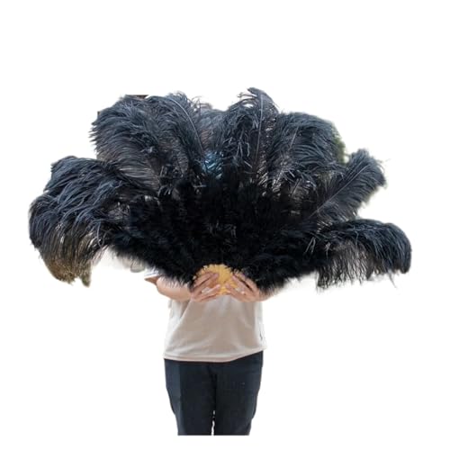 MTKSFDC Feder TanzfäCher Federfächer for Hochzeitstanzpartys, Alloween-Performance-Dekor, Feder-Accessoires, Federhandwerk(Black,60-100cm2 pcs) von MTKSFDC