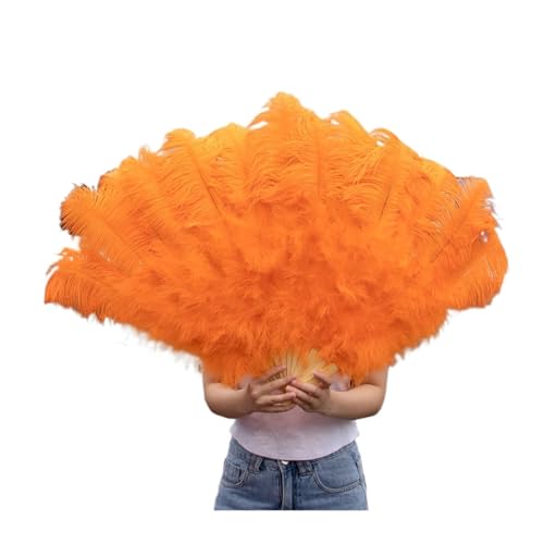 MTKSFDC Feder TanzfäCher Federfächer for Hochzeitstanzpartys, Alloween-Performance-Dekor, Feder-Accessoires, Federhandwerk(Orange,60-100cm2 pcs) von MTKSFDC