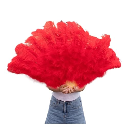 MTKSFDC Feder TanzfäCher Federfächer for Hochzeitstanzpartys, Alloween-Performance-Dekor, Feder-Accessoires, Federhandwerk(Red,75-130cm 1pcs) von MTKSFDC