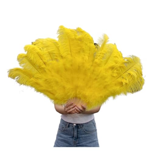 MTKSFDC Feder TanzfäCher Federfächer for Hochzeitstanzpartys, Alloween-Performance-Dekor, Feder-Accessoires, Federhandwerk(Yellow,75-130cm 1pcs) von MTKSFDC