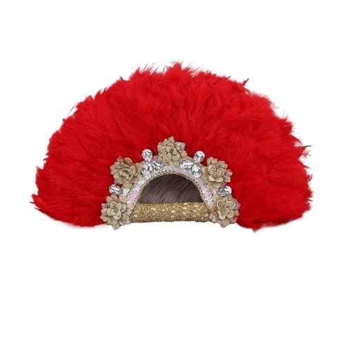 MTKSFDC Feder TanzfäCher Federfächer for die Braut, Handfächer for Hochzeiten, Zeremonien, Partys, Dekoration, Frauen, Handfächer, um Gästen etwas zu geben(Red) von MTKSFDC