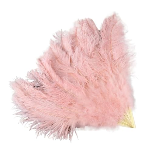 MTKSFDC Feder TanzfäCher Federn Fan Party Hochzeit Feier Bauchtanz Show DIY Dekorative 13 Knochen Federn Fan(Blue,2PCS Left Hand) von MTKSFDC