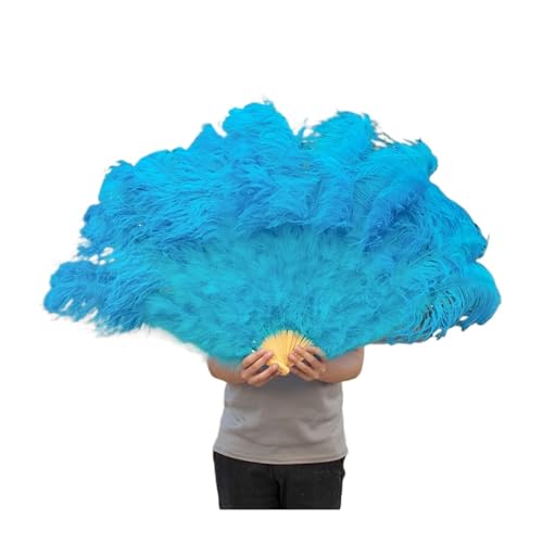 MTKSFDC Feder TanzfäCher Große Federfächer, 13 Stangen, Federn, Faltfächer for Karneval, Party, Festival, Oper, Halten von Requisiten, Dekor-Zubehör(Blue01,2 PCS) von MTKSFDC