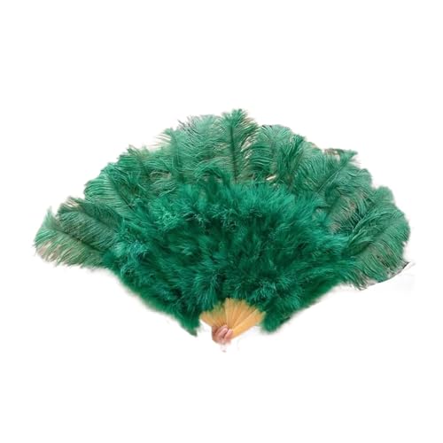 MTKSFDC Feder TanzfäCher Große Federfächer, 13 Stangen, Federn, Faltfächer for Karneval, Party, Festival, Oper, Halten von Requisiten, Dekor-Zubehör(Dark Green,1 PCS) von MTKSFDC
