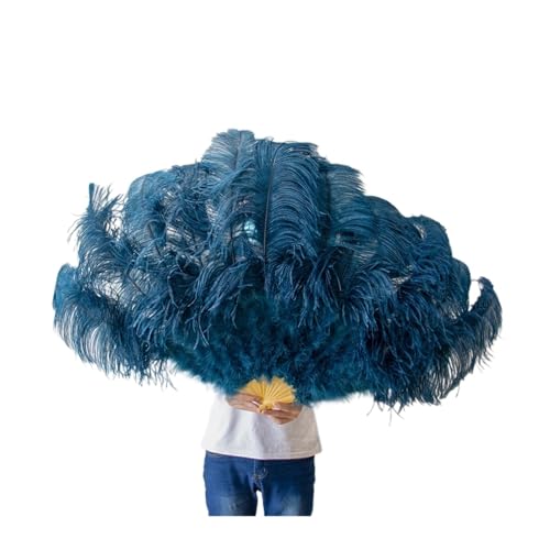 MTKSFDC Feder TanzfäCher Große Federfächer, 13 Stangen, Federn, Faltfächer for Karneval, Party, Festival, Oper, Halten von Requisiten, Dekor-Zubehör(Deep Blue01,1 PCS) von MTKSFDC