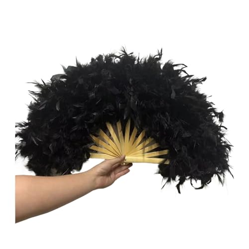MTKSFDC Feder TanzfäCher Großer Flauschiger Federfächer for Bühnenauftritte, Tanzfotografie, Requisiten, Hochzeitsfeier-Dekoration, 70 x 40 cm(Black) von MTKSFDC